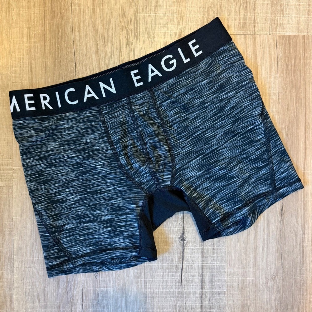 American Eagle Flex Trunk Mens Large Space Dye Black Grey Performance Underwear